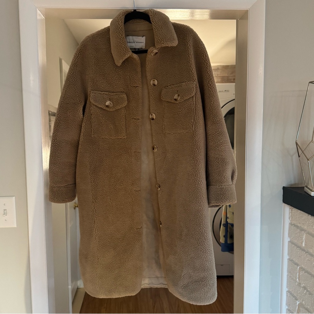 Cozy Tan Sherpa Long Coat